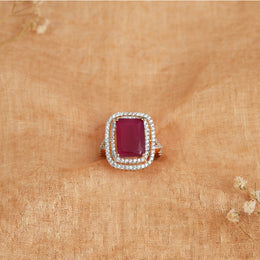 Silver CZ Ring with Ruby Highlight