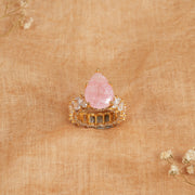 Silver Stone Studded Ring with Pink Stone Highlight