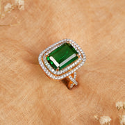 Silver CZ Ring with Emerald Highlight