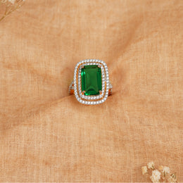 Silver CZ Ring with Emerald Highlight