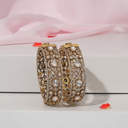 Victorian Silver Bangles with Kundans and Stone Work