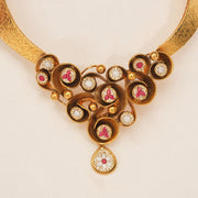 Contemporary Party Wear Silver Necklace with Floral Highlights