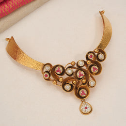 Contemporary Party Wear Silver Necklace with Floral Highlights