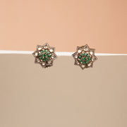 Traditional Kundan and Green Stone Studs