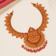 Temple Silver Peacock Necklace with Ruby Potas