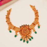 Temple Peacock Highlight Necklace with Emerald Bead Hangings