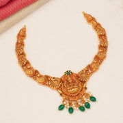 Temple Lakshmi Devi Necklace with Emerald Beads