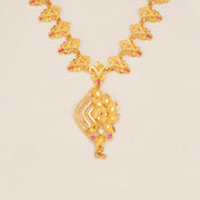 Fancy Silver Necklace with Matte Gold Finish