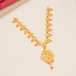 Fancy Silver Necklace with Matte Gold Finish