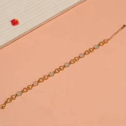 Sleek Silver Link Design Bracelet with CZs