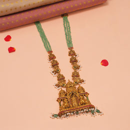 Silver Haaram with Lord Balaji Mandir Pendant