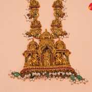 Silver Haaram with Lord Balaji Mandir Pendant