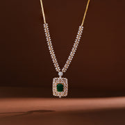 Floral Silver Neckalce with Emerald Pendant
