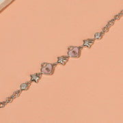 Adorable Silver Bracelet with Heart and Star Highlights