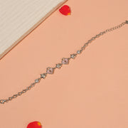 Adorable Silver Bracelet with Heart and Star Highlights