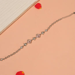 Adorable Silver Bracelet with Heart and Star Highlights