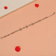 Rose Gold Highlight Silver Bracelet with Heart Detailing