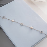 Elegant Office Wear Silver Bracelet with Pearl Highlights