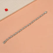 Floral and Leaf Design Silver Bracelet with CZ Stones