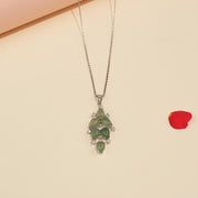 Sleek Silver Chain with Green Moissanite Stone Pendant