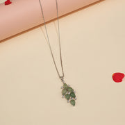 Sleek Silver Chain with Green Moissanite Stone Pendant