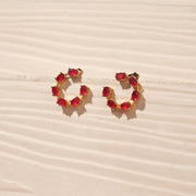 Simple Silver Earrings with Pink Stones