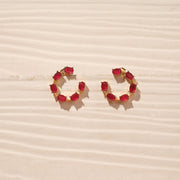 Simple Silver Earrings with Pink Stones
