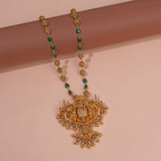 Silver Peacock and Lakshmi Devi Pendant with Floral Detailing