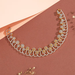 Silver Contemporary Necklace with CZs and Floral Designs