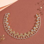 Silver Contemporary Necklace with CZs and Floral Designs