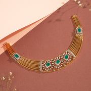 Silver Necklace with Gold Finish and Stone Highlights