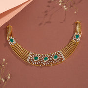 Silver Necklace with Gold Finish and Stone Highlights