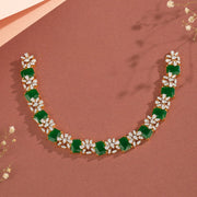 Silver Short Necklace with Floral Highlights and Stones