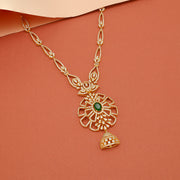 Sleek Silver and CZ Necklace with Floral Pendant
