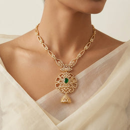 Sleek Silver and CZ Necklace with Floral Pendant