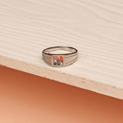 Silver Ring with Nine Coloured Stones