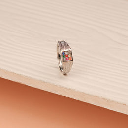 Silver Ring with Nine Coloured Stones