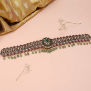 Victorian Silver Vaddanam with CZs , Kemp Stones and Moissanite Accents