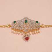 Elegant Diamond Floral Connector Choker with Emerald Pearl Accents