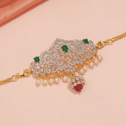 Elegant Diamond Floral Connector Choker with Emerald Pearl Accents