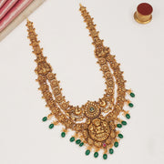 Antique Silver Stepped Haaram with Emeralds