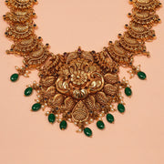 Silver Floral Long Haaram with Peacock Detailing