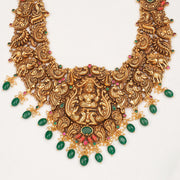 Antique Lakshmi Devi Haaram with Peacock and Elephant Highlights