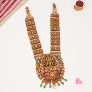 Silver Lakshmi Devi Haaram with Intricate Elephant Design