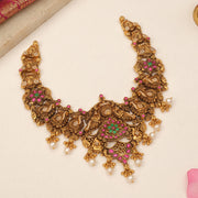 Antique Silver Necklace wtih Peacock Detailing and Kundans