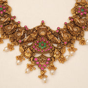 Antique Silver Necklace wtih Peacock Detailing and Kundans