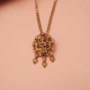 Silver Lakshmi Devi Pendant in Antique Finish