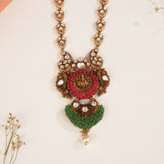 Antique Lakshmi Devi and Peacock Haaram with Kundan Chain