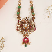 Silver Stone Haaram with Kundan Pendant