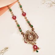 Silver Stone Haaram with Kundan Pendant